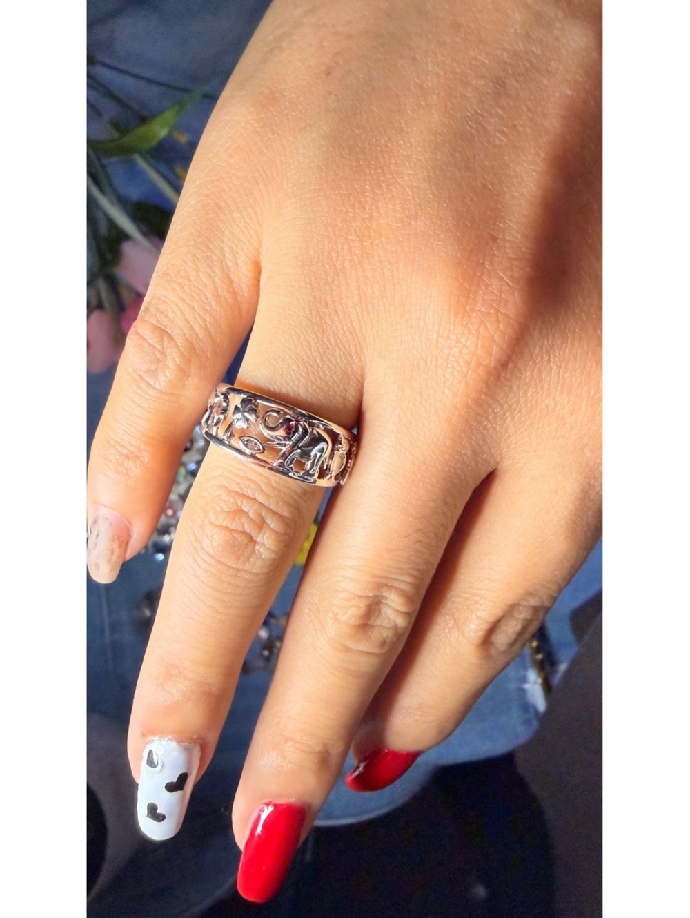 Wide Silver 925 solid Band Ring with Intricate Cutout Design